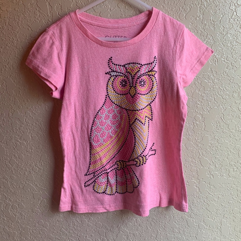 Girls Glittery Owl Shirt Size 7/8